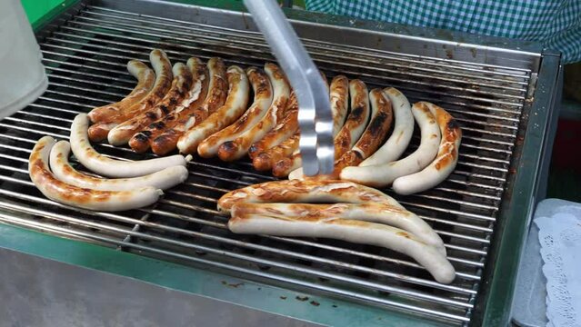 Bavarian sausages on the grill
