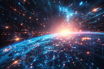 Fototapeta premium Uncover the glowing mysteries of space through a secure digital system