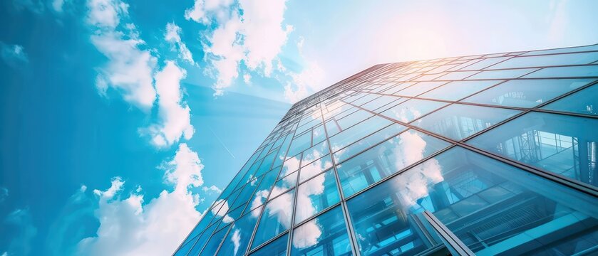 high-tech building boasts a glass facade adorned with aluminum panels, combining futuristic aesthetics with advanced materials for a cutting-edge architectural design