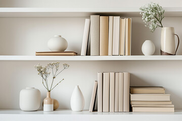 minimalist bookshelf with a few carefully placed books