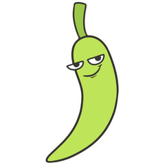 smug happy green chili cartoon illustration