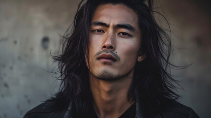 asian man with long hair