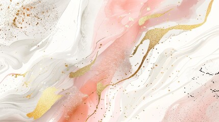Obraz premium Premium abstract design with organic shapes and milk & coffee patterns in white, pink, and gold with glitter details