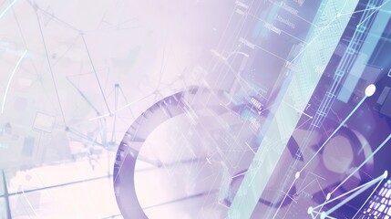 Obraz premium business modern technology, data and chart, mechanical designs, blue violet, double exposure in white background