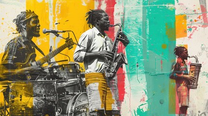 Fototapeta premium Reggae Music Heritage of Kingston Art Collage