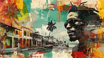 Reggae Music Heritage of Kingston Art Collage

