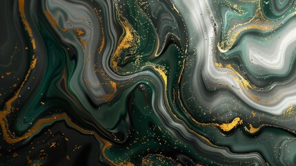 Obraz premium Premium abstract background featuring luxurious organic shapes and milk & coffee swirls in a combination of grey, green, and gold with glitter highlights