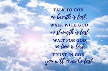 Talk to God quote text with beautiful bright sun background