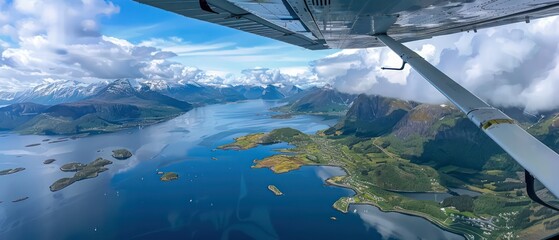 essence of epic Nordic landscapes, tranquil beauty of rolling hills, icy mountains, and clear blue skies