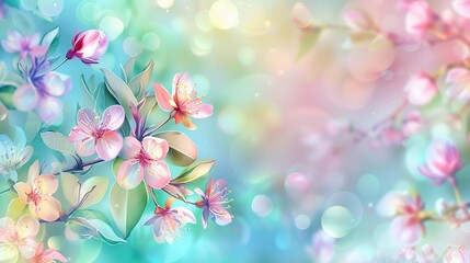 abstract nature background with spring blooming flowers ; spring blossoms landscape