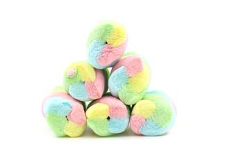 Marshmallows isolated on white background.