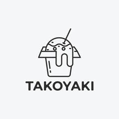 takoyaki logo icon design with cup and octopus, street food logo.
