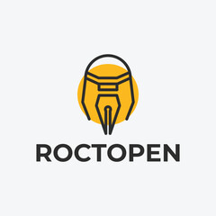 Obraz premium octopus logo with icon octopus pen and robot illustration design.