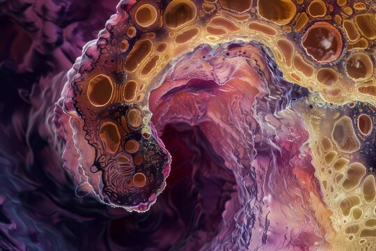 Detailed microscopic view of a kidney stone, showcasing its texture and composition