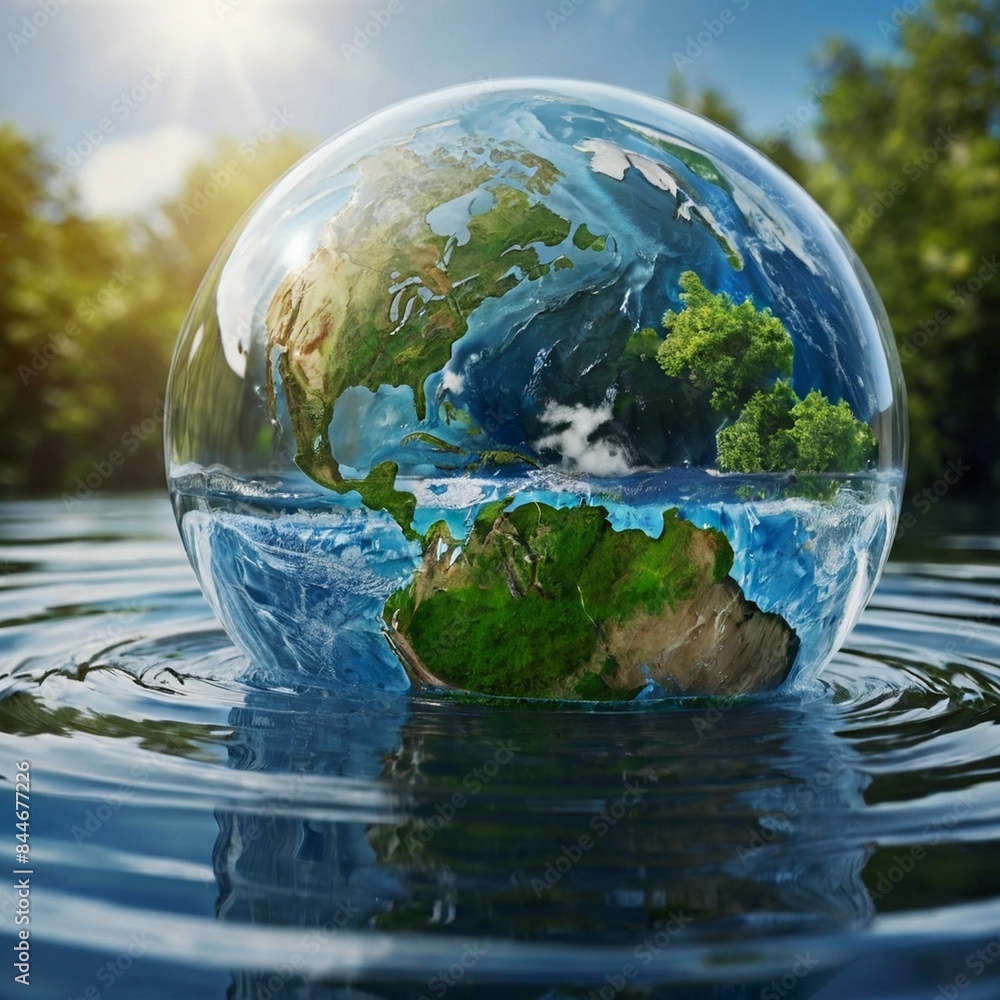 Wall mural concept of water conservation and global environment protection. earth, earth, nature