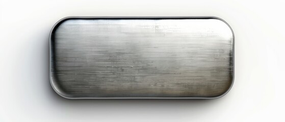 brushed metal rounded rectangle button adds sophistication to any design, set on a clean white backdrop