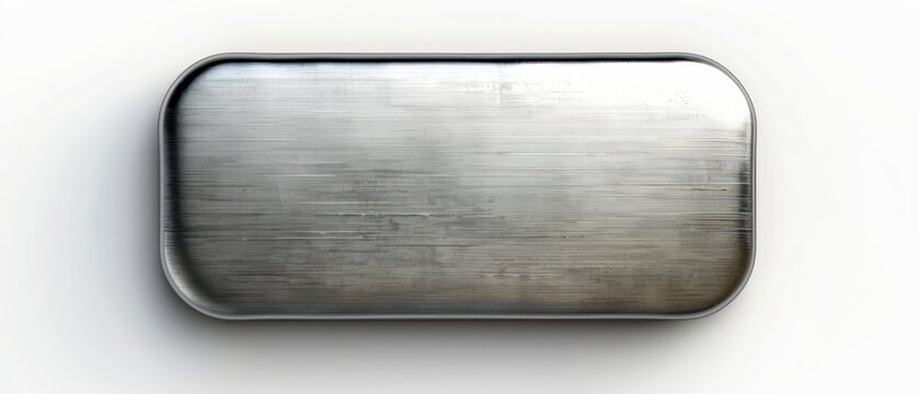 brushed metal rounded rectangle button adds sophistication to any design, set on a clean white backdrop