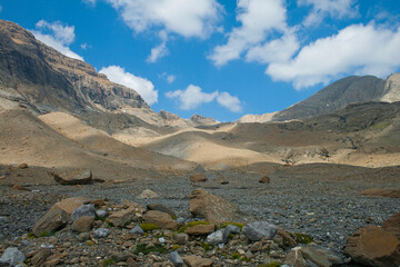 Glacial moraines formed by limestone in the Pineta Valley in the Ordesa National Park