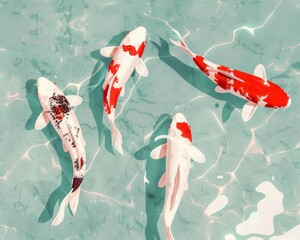 Colorful Koi Fish in Tranquil Pond