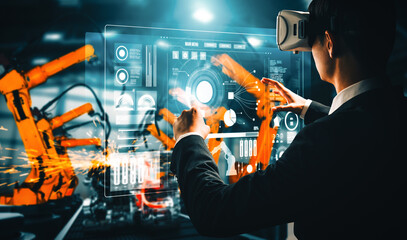 MLP Advanced robot arm system for digital industry and factory robotic technology. Automation...