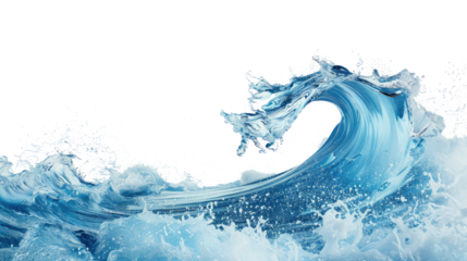 Ocean blue wave isolated on white background