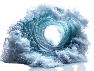 Dramatic ocean wave with frothy crest capturing the powerful motion and energy of the sea in a surreal digital art depiction.