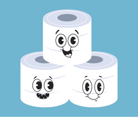 Toilet roll paper cute character isolated concept. Vector flat graphic design illustration
