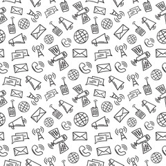 communication icon seamless pattern in hand drawn style pattern background
