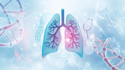 A highly realistic and professional cover image for a PowerPoint presentation on lung health and diagnostics. The cover features a detailed, labeled illustration of human lungs in the center