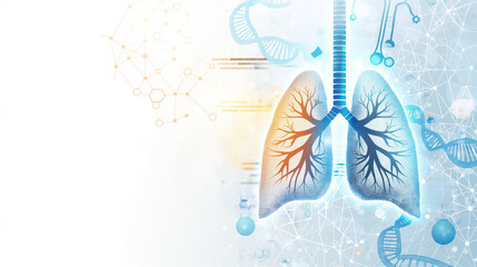 A highly realistic and professional cover image for a PowerPoint presentation on lung health and diagnostics. The cover features a detailed, labeled illustration of human lungs in the center