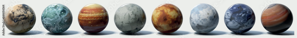 Poster this set of realistic planets has been isolated on a transparent background, and was created using a
