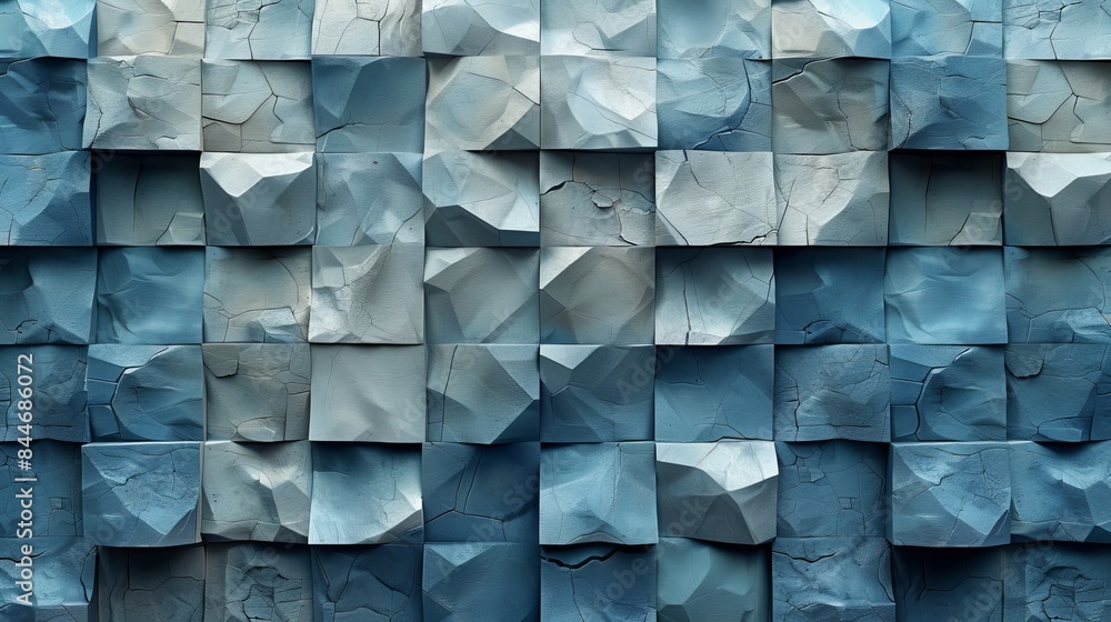 Aufkleber abstract blue wall texture with square and rectangle tiles forming a geometric pattern