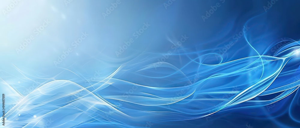 Poster blue background with a super simple wave pattern, radiating calm and relaxation