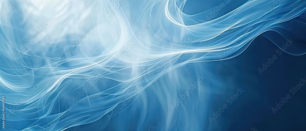 Poster blue background with a super simple wave pattern, radiating calm and relaxation
