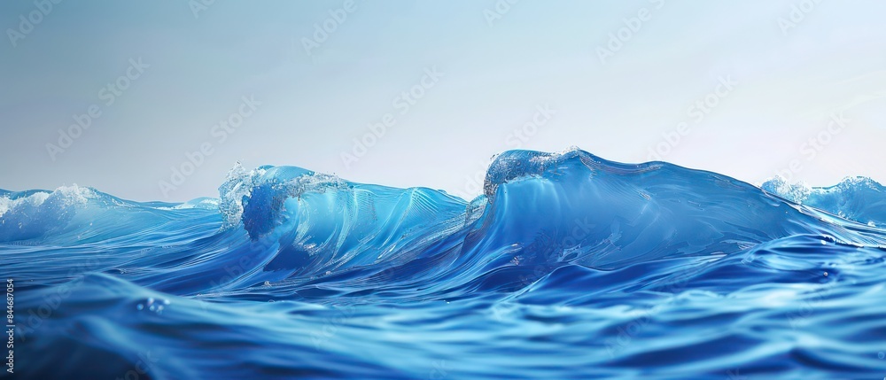Poster blue background with a super simple wave pattern, radiating calm and relaxation