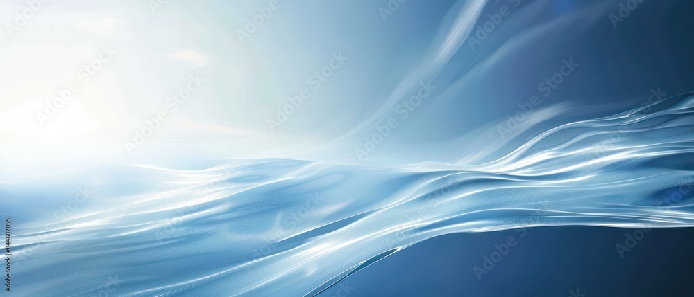 Poster blue background with a super simple wave pattern, radiating calm and relaxation