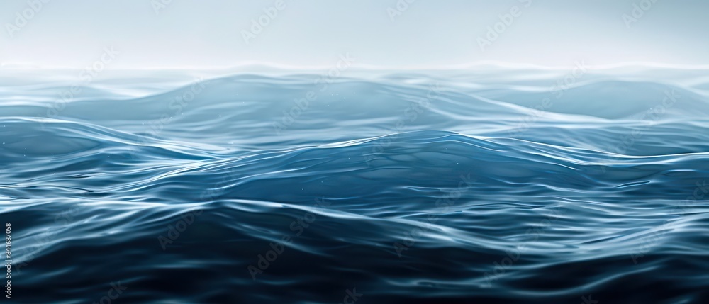 Poster blue background with a super simple wave pattern, radiating calm and relaxation