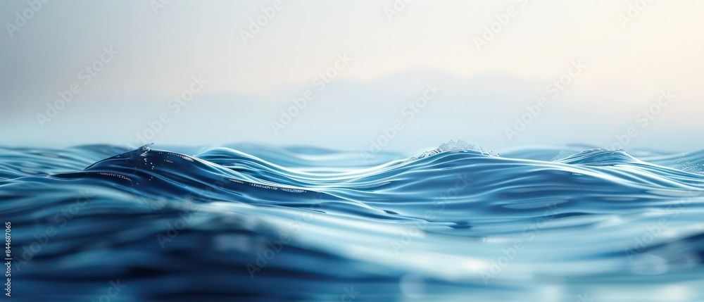 Poster blue background with a super simple wave pattern, radiating calm and relaxation