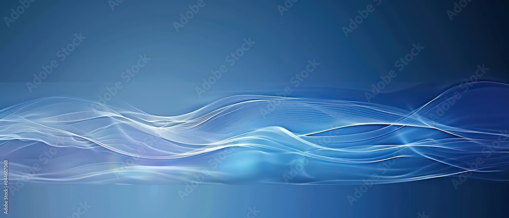 Poster blue background with a super simple wave pattern, radiating calm and relaxation