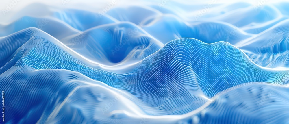 Poster blue background with a super simple wave pattern, radiating calm and relaxation