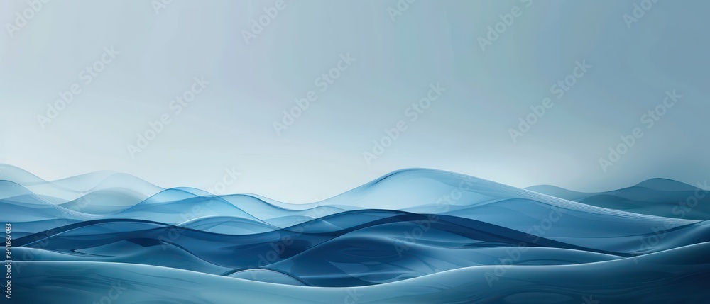 Poster blue background with a super simple wave pattern, radiating calm and relaxation