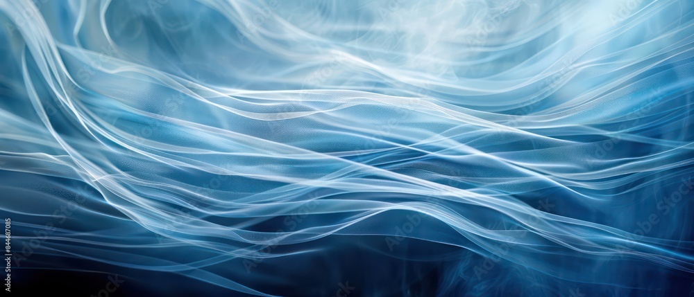Poster blue background with a super simple wave pattern, radiating calm and relaxation