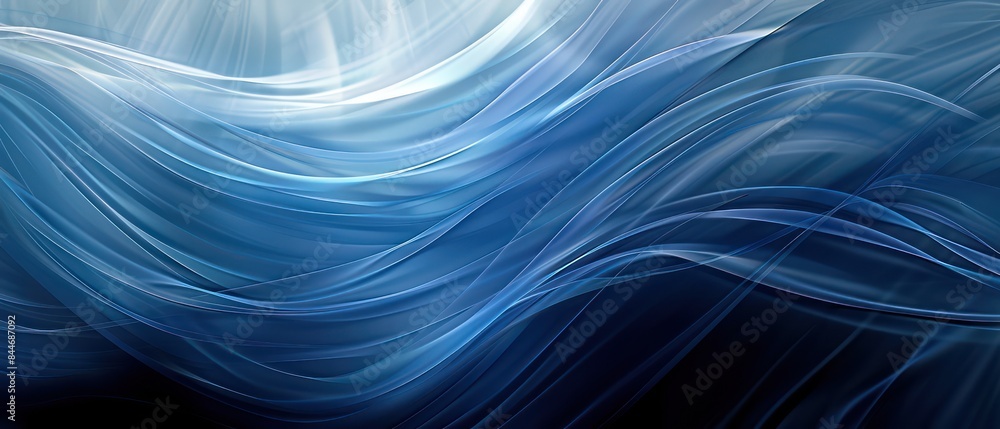 Poster blue background with a super simple wave pattern, radiating calm and relaxation