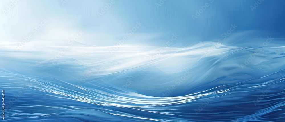 Poster blue background with a super simple wave pattern, radiating calm and relaxation