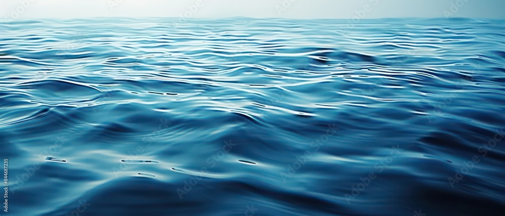 Poster blue background with a super simple wave pattern, radiating calm and relaxation