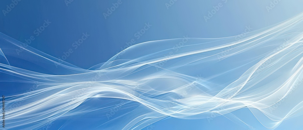 Poster blue background with a super simple wave pattern, radiating calm and relaxation