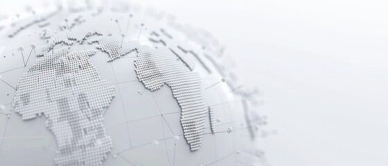  Light gray backdrop with a straightforward globe design and data points, emphasizing global information and connectivity