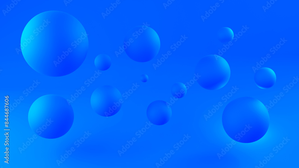 Aufkleber blue background. simple minimalistic backdrop. background with flying bubbles. balls of different si