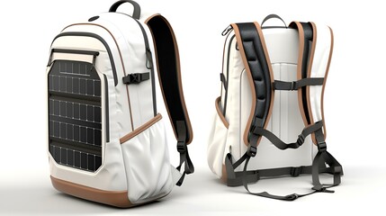 Naklejka premium Two backpacks with solar panels attached,