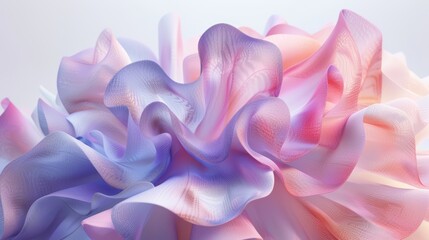 Soft and flowing satin fabric with luxurious, smooth texture. Elegant drapery in pastel violet and pink hues, creating a wavy. Perfect for high-end fashion, wedding designs, and creative inspiration.